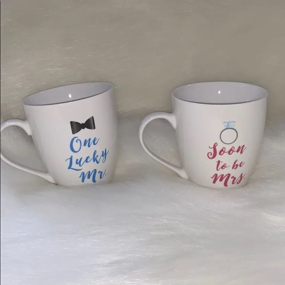 PFALTZGRAFF “SOON TO MRS” & “ONE LUCKY MR” MUG SET WEDDING ENGAGEMENT GIFT